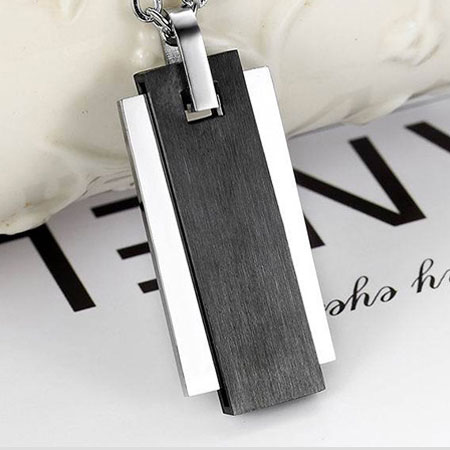 Personalized Engraved Black and Blue fashion Necklaces for Men
